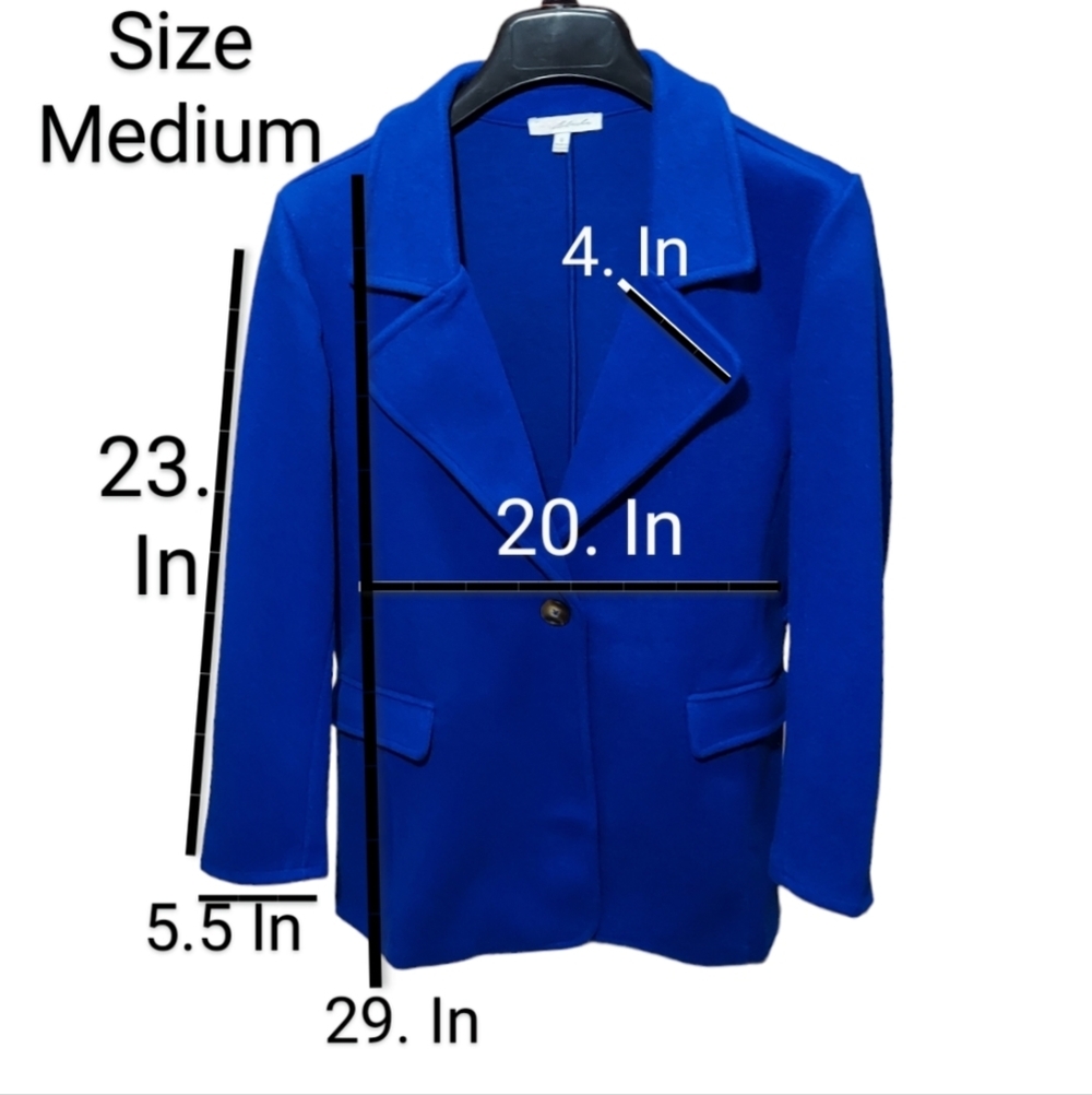 Women’s Jacket Belted Blazer Size S. M. L. Royal Blue Side Pockets Polyester New - Picture 8 of 15